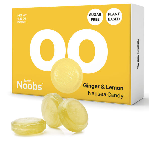 Morning Sickness Candy by LoveNoobs™, Pregnancy Pops for Nausea, Lemon & Ginger Candy, 48 Count Pack